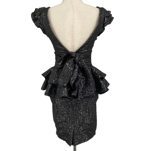 ARROGANT CAT NWT Dark Grey Metallic Multi Layered Jacquard Pencil Dress Size XS - Picture 5 of 11